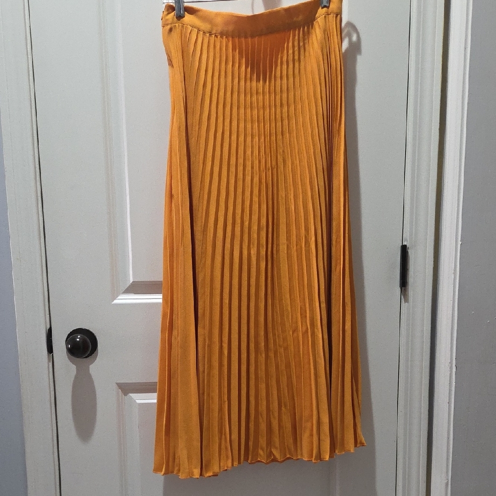 Elegant Pleated Orange Skirt